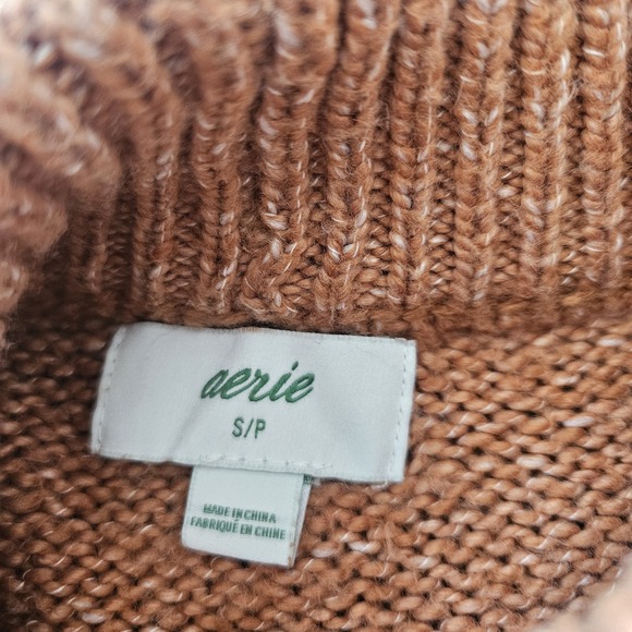 Aerie Sweater Womens Small Oversized Long Sleeve Mock Neck Preppy Pullover - Picture 3 of 16